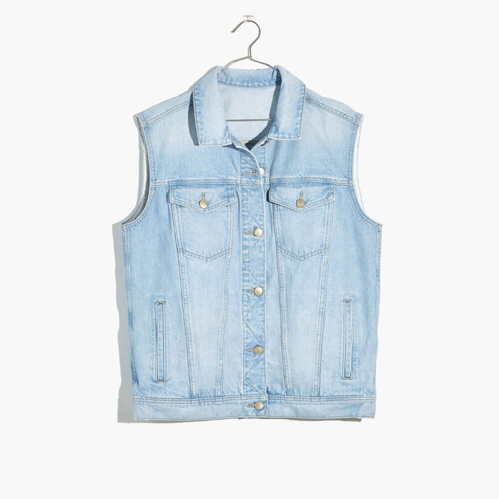 Madewell Oversized Trucker Jean Vest in Astley Wash Size XXS XS Small